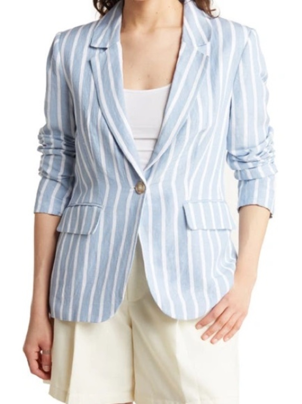Philosophy Light Blue & White Striped Women's Blazer